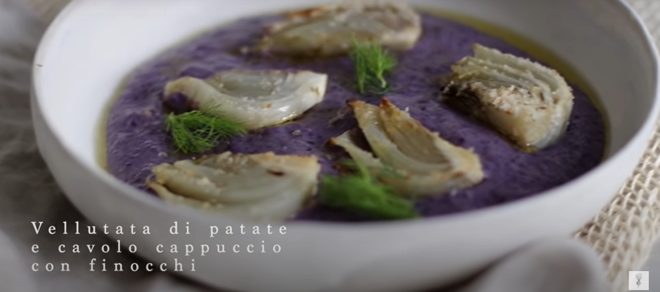 Vellutata di patate e cavolo viola con finocchi gratinati ricetta step 4