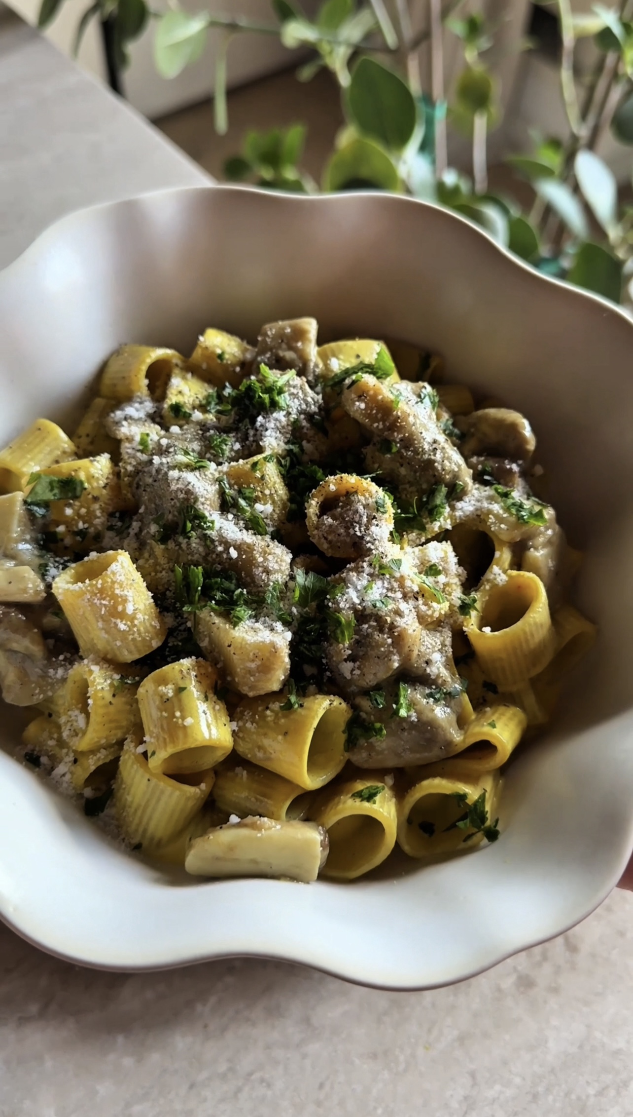Pasta con crema di zafferano e funghi ricetta step 6