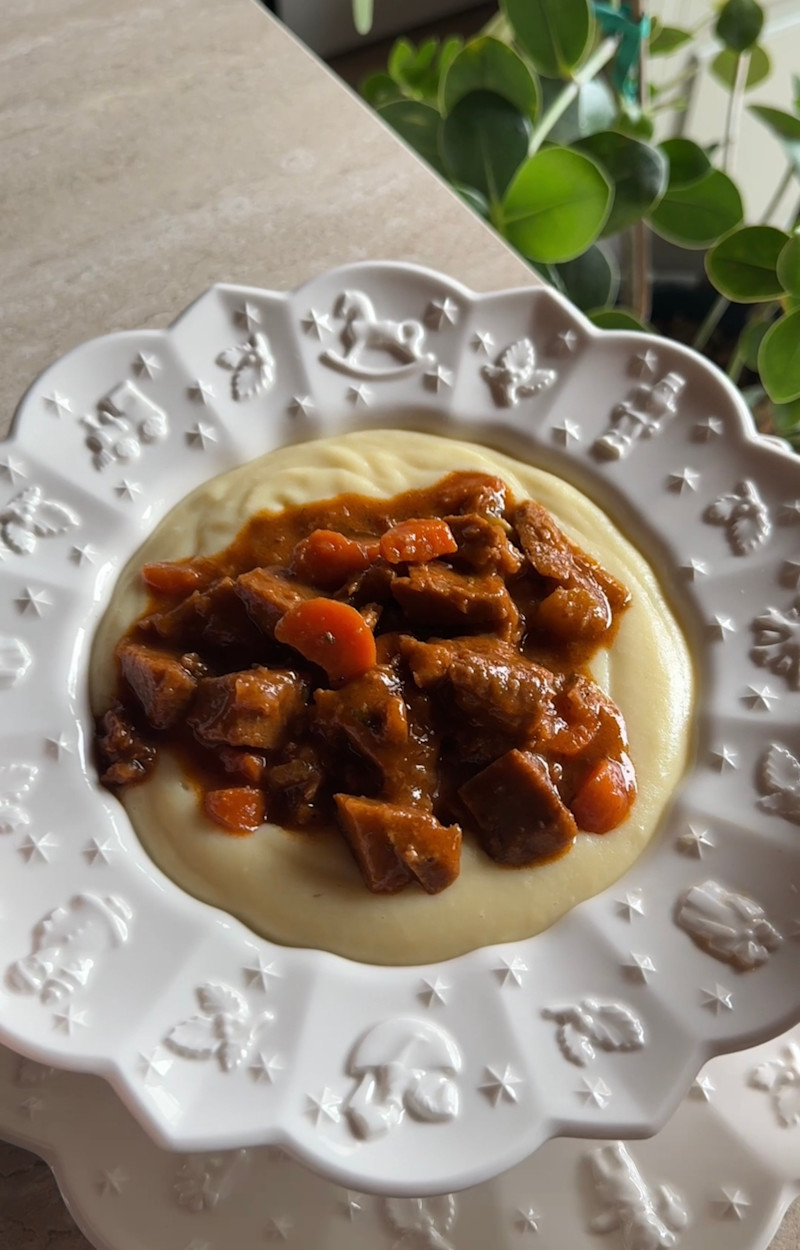 Brasato di seitan con purè ricetta
