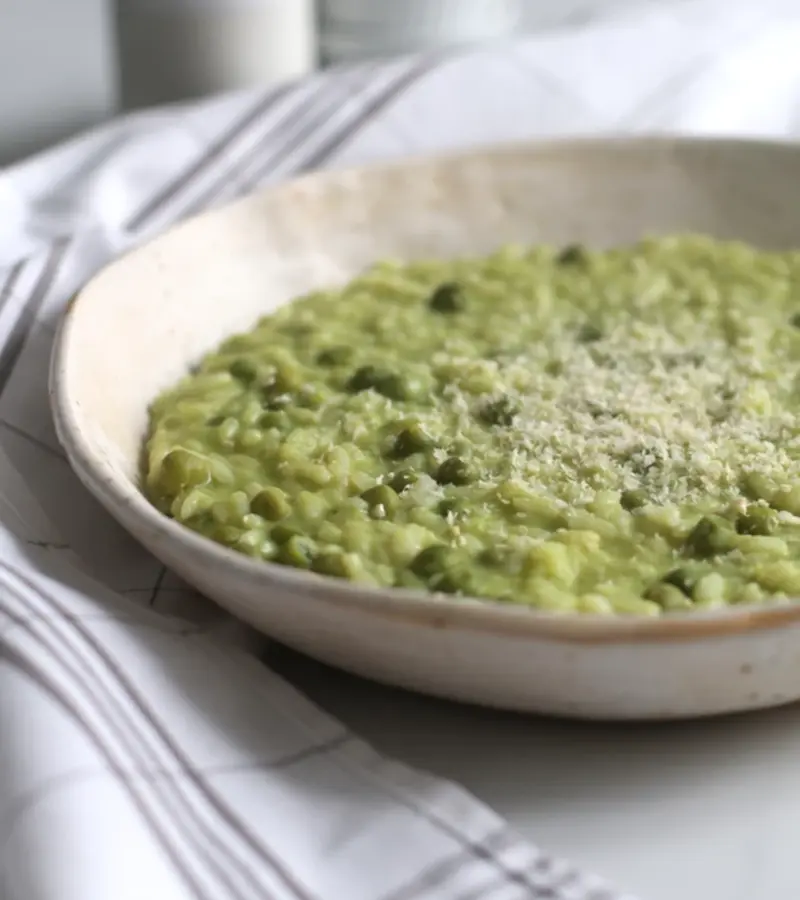 Risotto vegano ai piselli ricetta